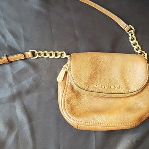 Small tan leather purse